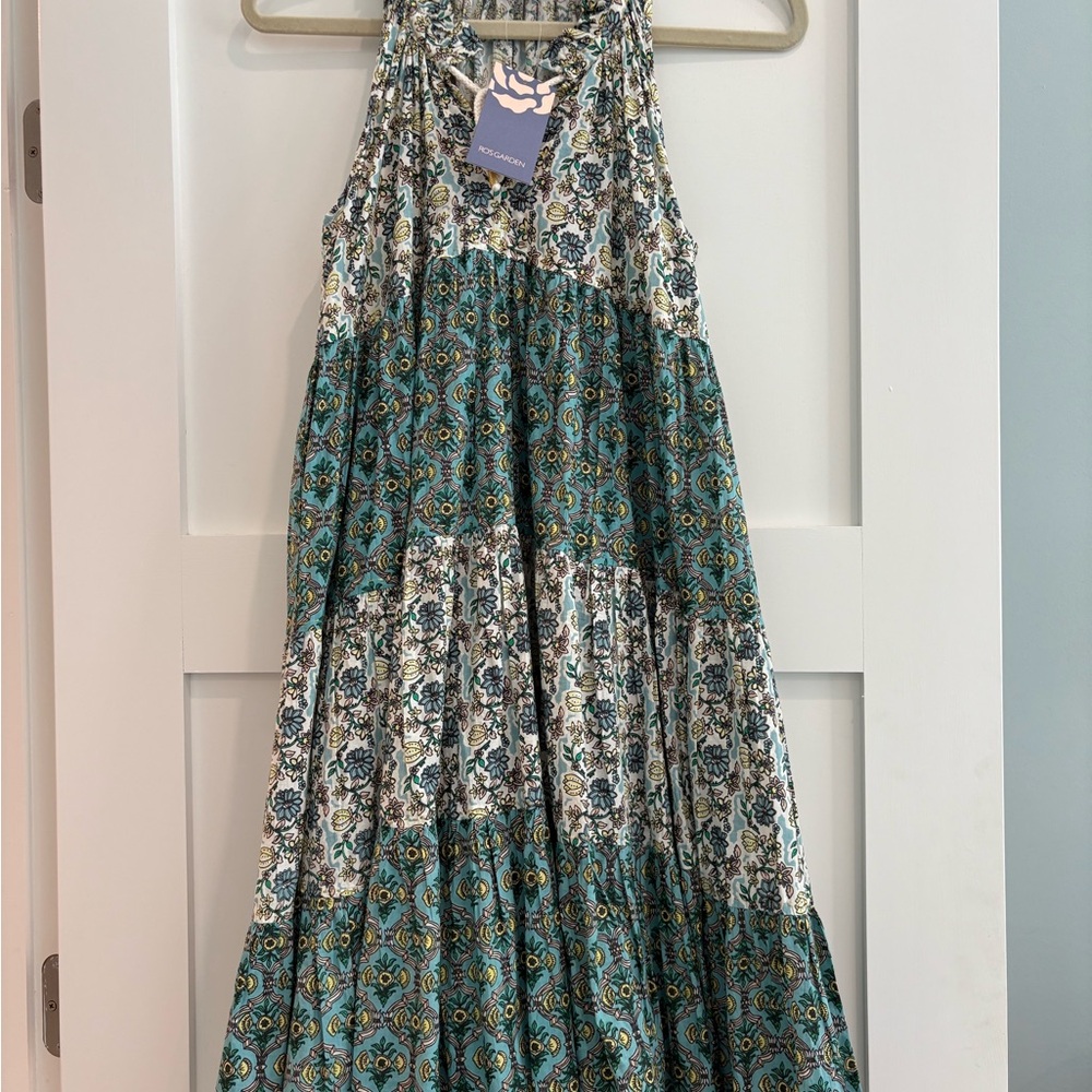 Floral Maxi Dress in Blue and Green